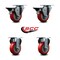 Service Caster 3.5'' Red Poly Wheel Swivel Top Plate Caster Set with 2 Posi Brakes 2 Rigid, 4PK SCC-20S3514-PPUB-RED-PLB-2-R-2 - alternate 4